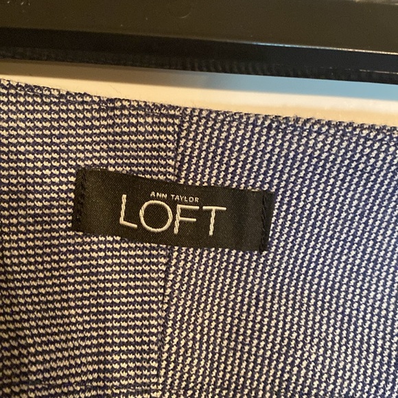 Loft Marisa High Waist Pants Blue Chevron Herringbone Pattern SZ 14 Business - Picture 7 of 15